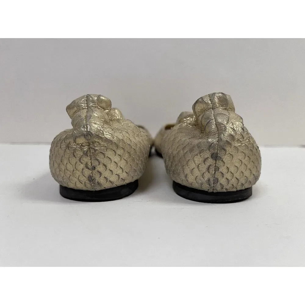 Tory Burch Reva flats Python white gold shimmer Slip on Shoes - Picture 2 of 5
